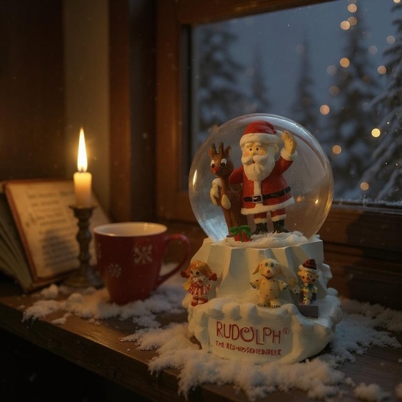Other - Vintage Rudolph the Red-Nosed Reindeer Snow Globe Collectible Holiday Decoration